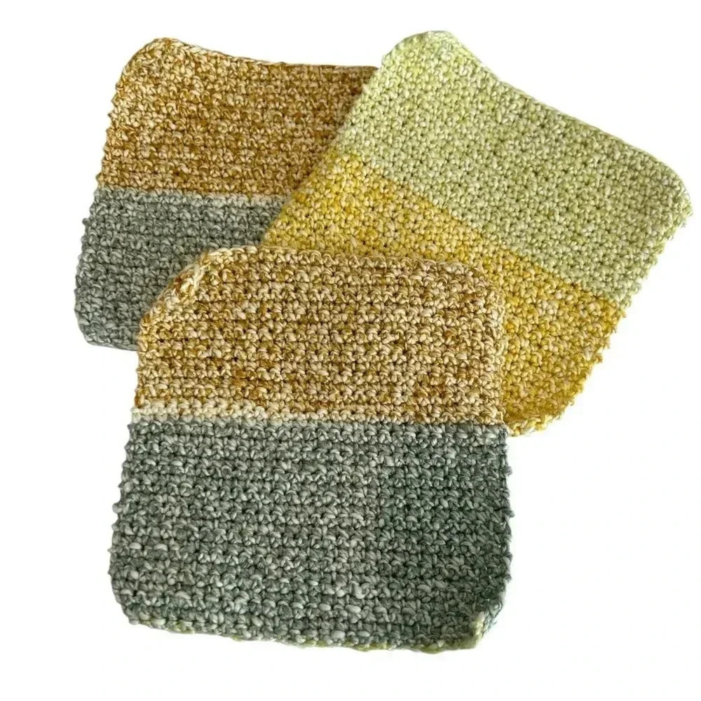 Hand Crocheted Washcloth/Dishcloth - Set of 3